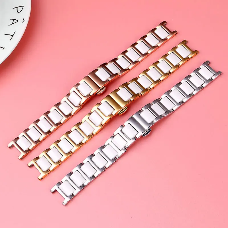 Precision Aço Entalhado Cerâmica Assista Strap, Adaptável Watch Strap, Adequado para Senhoras, COACH, 14503837, 38 GC, Guacan, Rossini Series