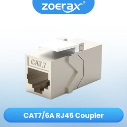 ZoeRax 2Pcs RJ45 Coupler Keystone Jack Cat7 Cat6a 10G Support, Female Keystone STP 10 PCS for Wall Plate and Patch Panel