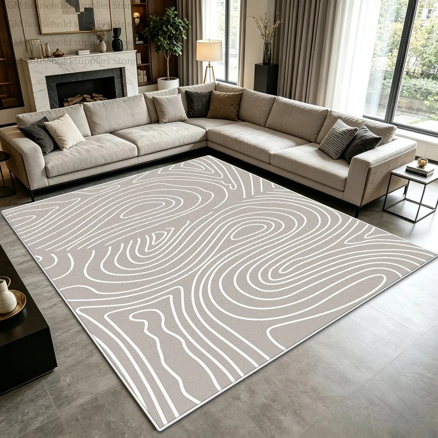 Minimalism Grey Beige Abstract Geometric Carpet Modern Living Room Large Area Rugs Soft Fluffy Washable Bedroom Floor Mats Study