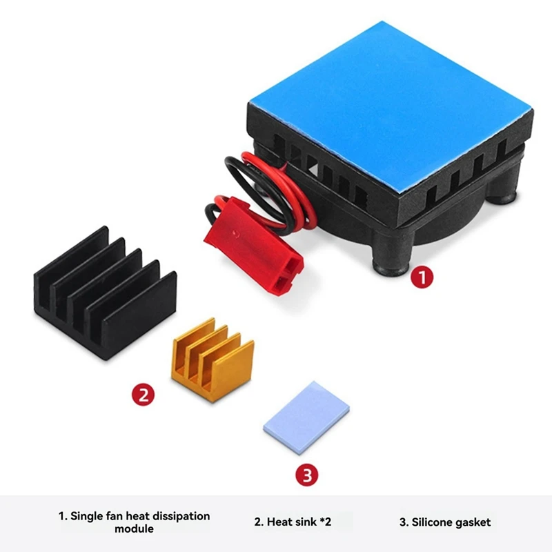 For Raspberry Pi 4B Cooling Fan Kit With Aluminum Heat Sink And Silicone Pad Enhanced Cooling For Optimal Performance