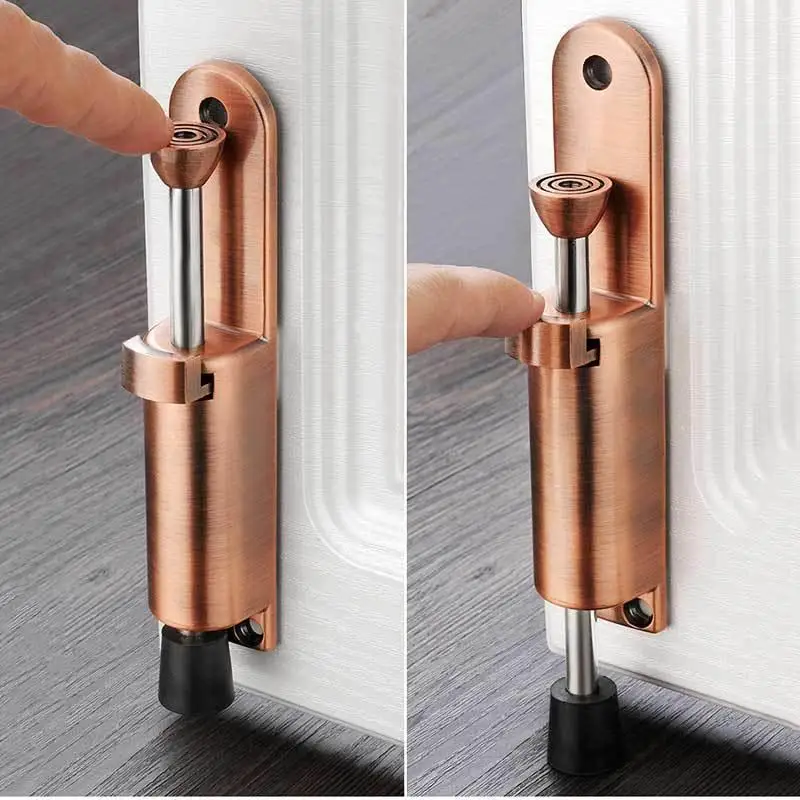 Zinc Alloy Foot Operated Door Holder Adjustable Telescopic Spring Door Stopper With Rubber Stable Base Foot Stopper