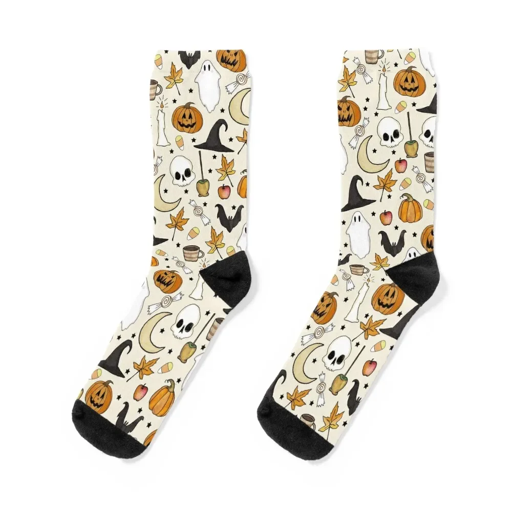 

HALLOWEEN PATTERN  in bone white Socks professional running hockey winter thermal christmas gifts Men's Socks Luxury Women's