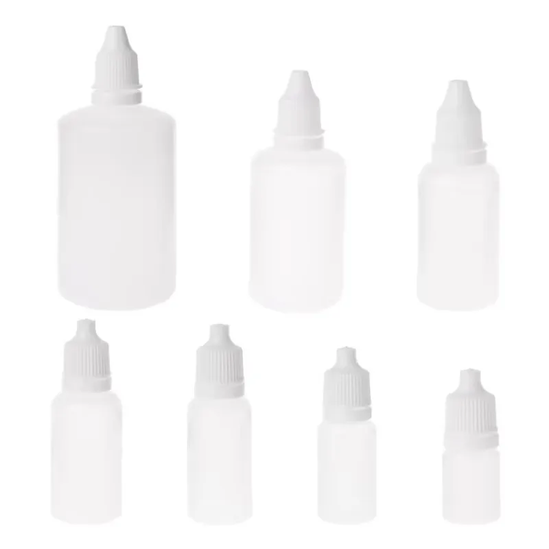 50pcs Dropping Eye Plastic Bottles Translucent Medicine Anti Theft Caps Empty Squeezable Travel Paint Squeezing Liquid Dropper