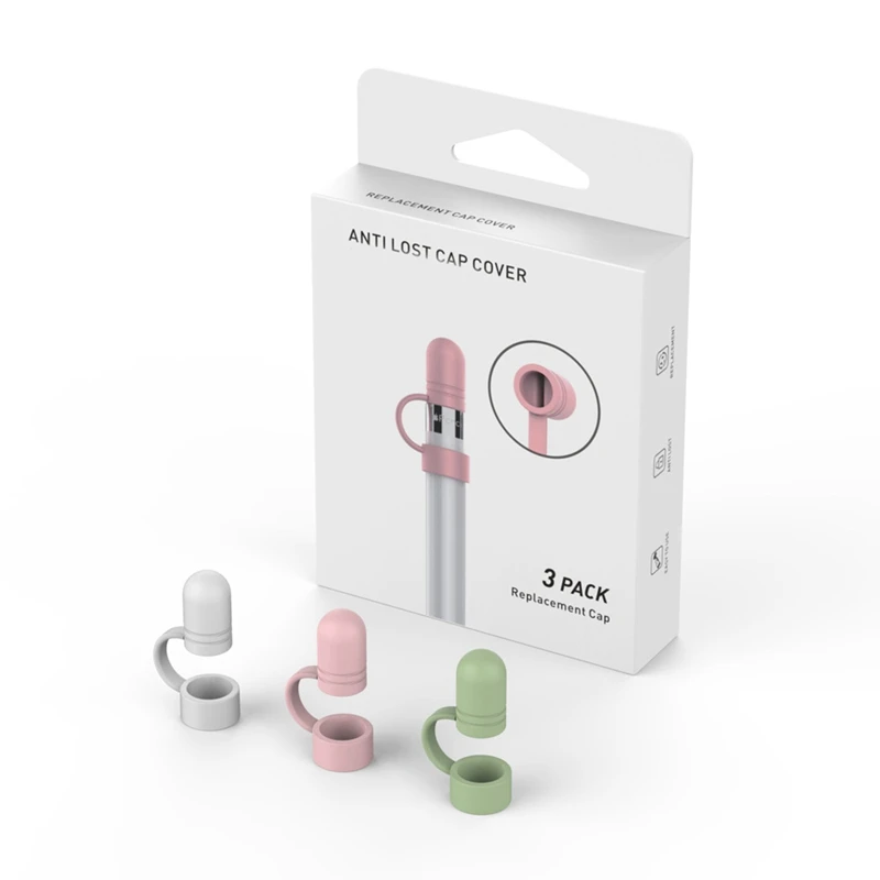 Apple用ソフトプロテクションケース,交換用ペンキャップ,シリコンホルダー,ペンホルダー,保護スリーブ,アクセサリー,3個