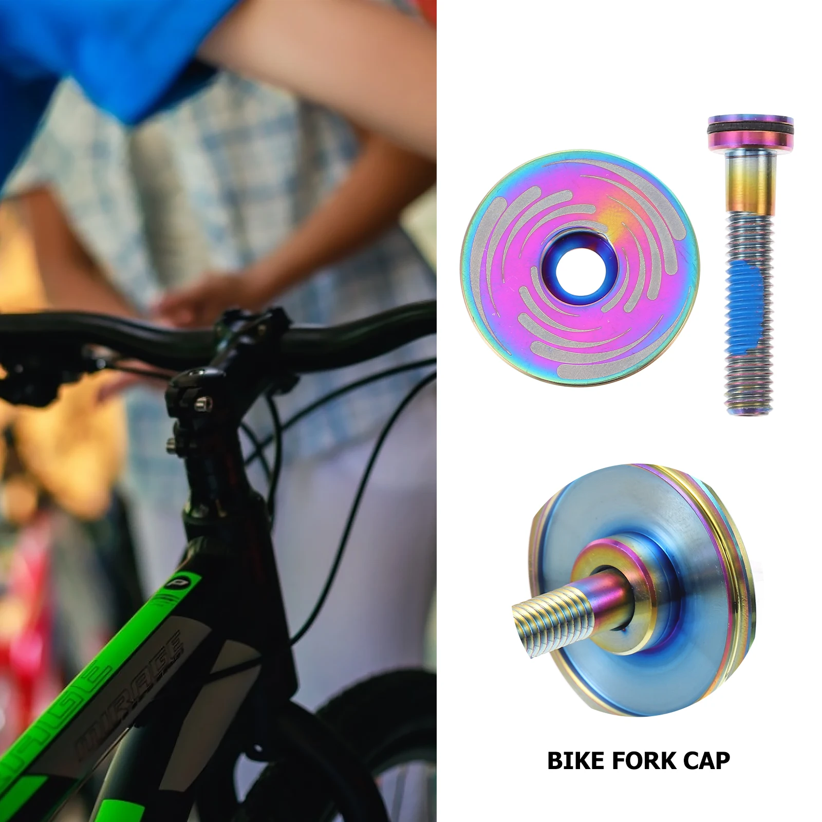 

1 Set Titanium Alloy Bike Headset Cap Durable Lightweight Strong Pressure Resistant Smooth Surface High Finish For Road Mountain