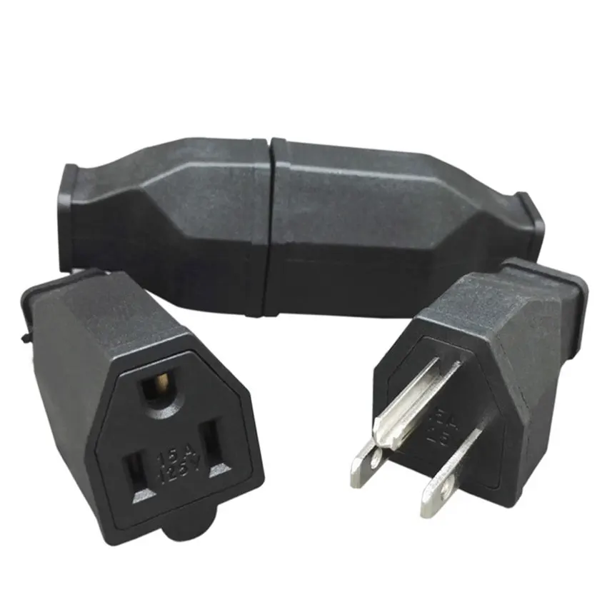 US American 3 Pins Industrial AC Electrical Power Rewireable Plug Male Wire Socket Outlet Adapter Extension Cord Connector 15A