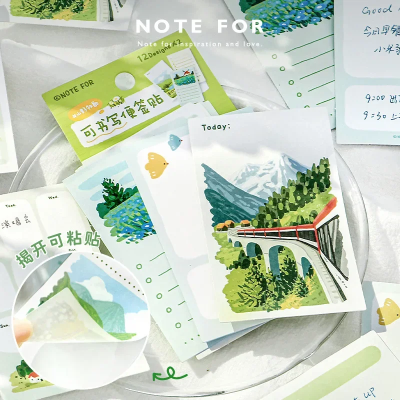 24 feuilles paysage série Notes voyage paysage étudiant enregistrer Message Notes autocollantes