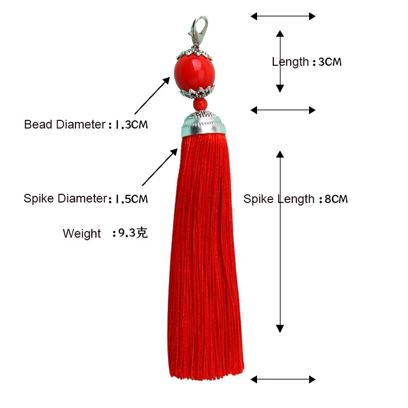 2Pcs/Lot Lobster Clasp Tassel Silk Fringe Key Chain Beads Long Tassel Pendant for DIY Crafts Jewelry Making Home Decor