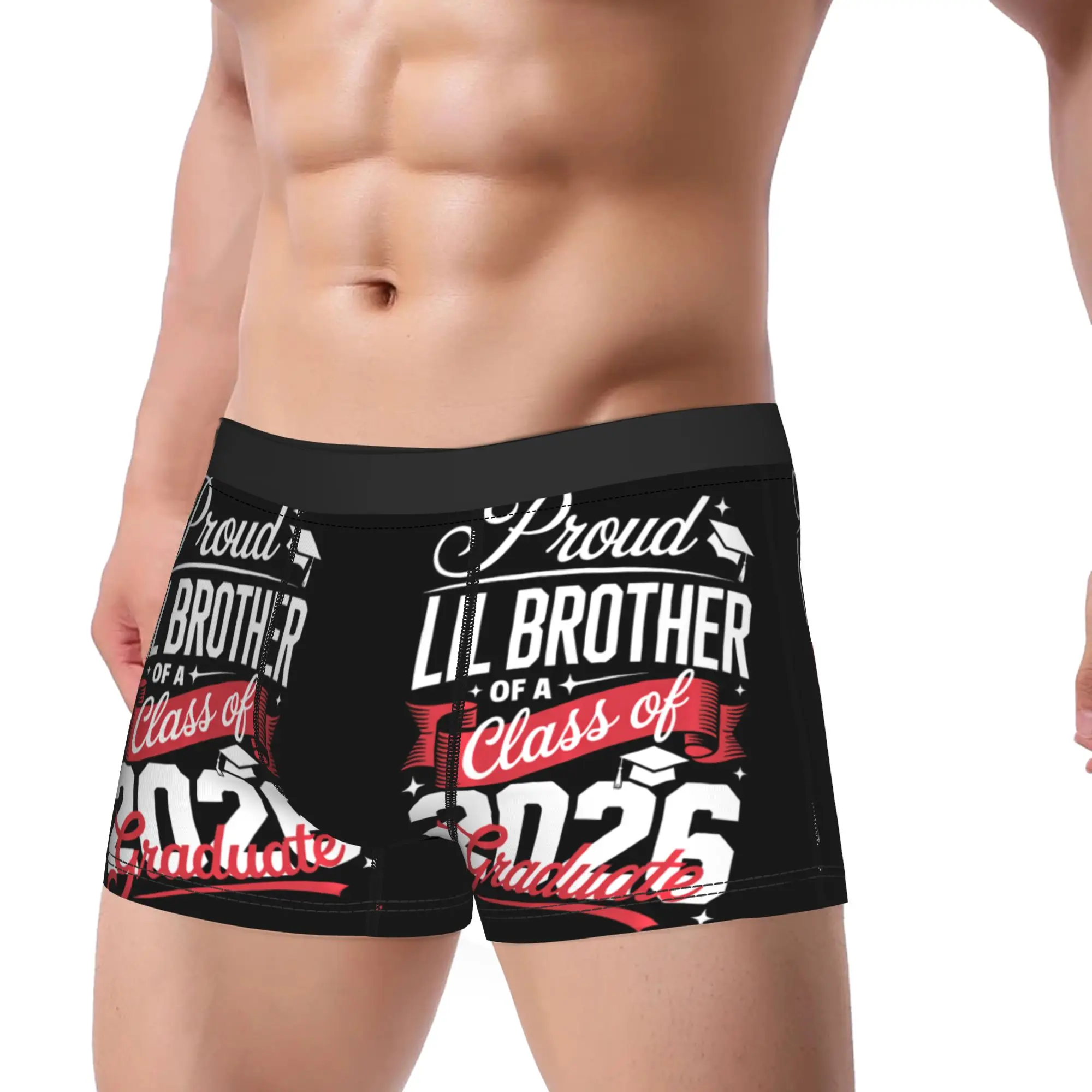 Proud Lil Brother Senior Graduate Graduation Class Of 2026 Underpants Breathbale Panties Man Underwear Print Shorts Boxer Briefs