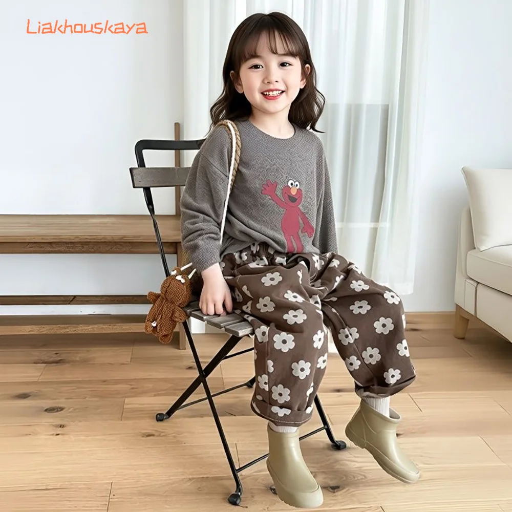 2026 New Autumn Baby Harem Pants 0-24M Floral Print Washed Cotton Soft Loose Long Trousers for Toddler Boys Girls Hot Sale