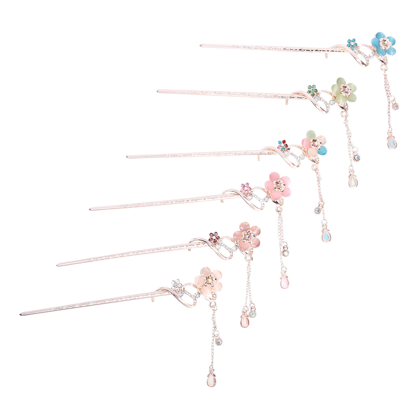 

6pcs Classical Stick Retro Flower Hairpin Vintage Hair Accessory For Hanfu Diy Decor Chinese Chopsticks Hair Tool