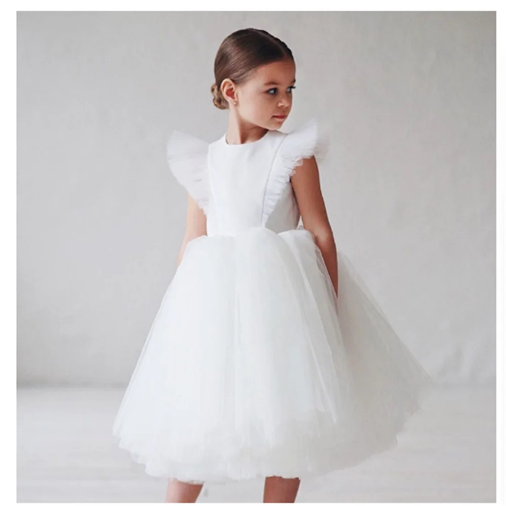 White Flower Girl Dresses Birthday Prom Party Dress First Communion Birthday Princess Costume Celebration