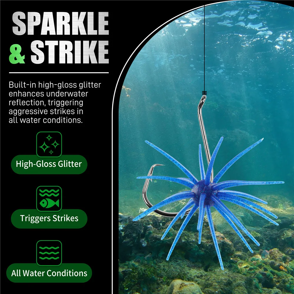 6 Stück Weiche Urchin-Köder für Salzwasser-Angeln, Langsam Schwimmende Köder für Bass, Forelle, Crappie, Drop Shot, Wacky Rig, Neko Rig – Detail 5