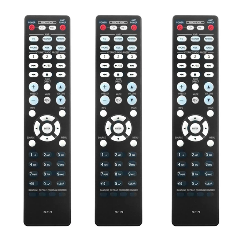 3X Remote Control For Denon Home Theater RC-1173 RC 1173 RC-1197 DNP-720AE DNP-730AE PMA-720 PMA-520AE PMA-720AE