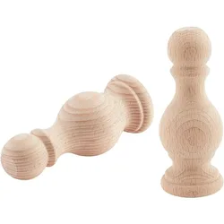 2Pcs Unfinished Wood Finials 4.7x1.9 Inch Craft Finials Dowel Rod Finials Decorative Finials for Bed Post Vintage Curtain Rod