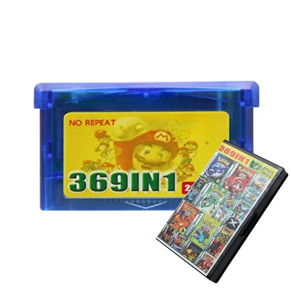 GBA용 게임 카트리지, 32 비트 카드, 1 인 369 게임, GBA,GBA,SP,NDS, 포켓몬, 레트로, 영어 