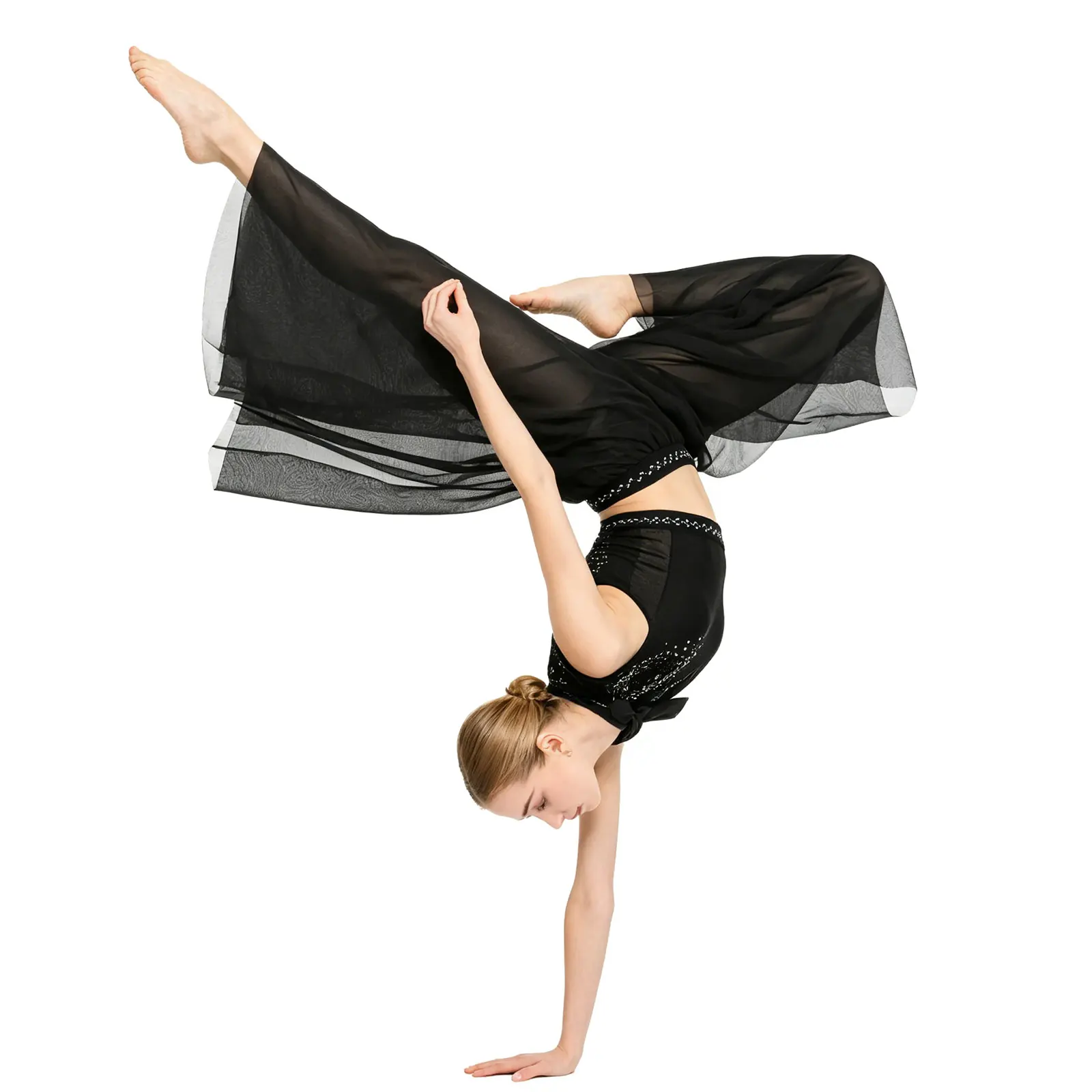 

Dance Suit Women Embroidery Classical Modern Contemporary Lyrical Dance Practice Mesh Tops Pants Suit Ballet Performance Wear