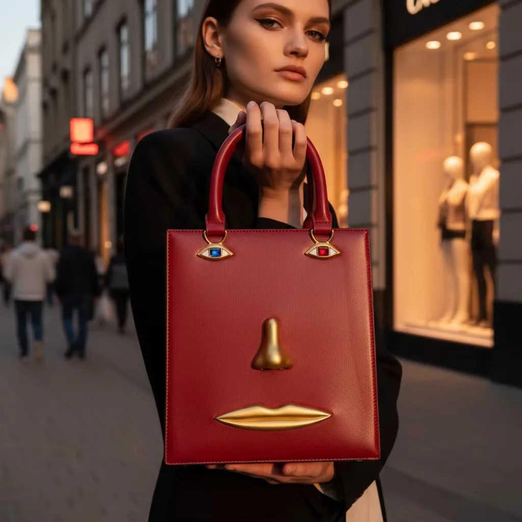 

Ladies' fashionable handbag, personalized portrait, retro single shoulder crossbody bag