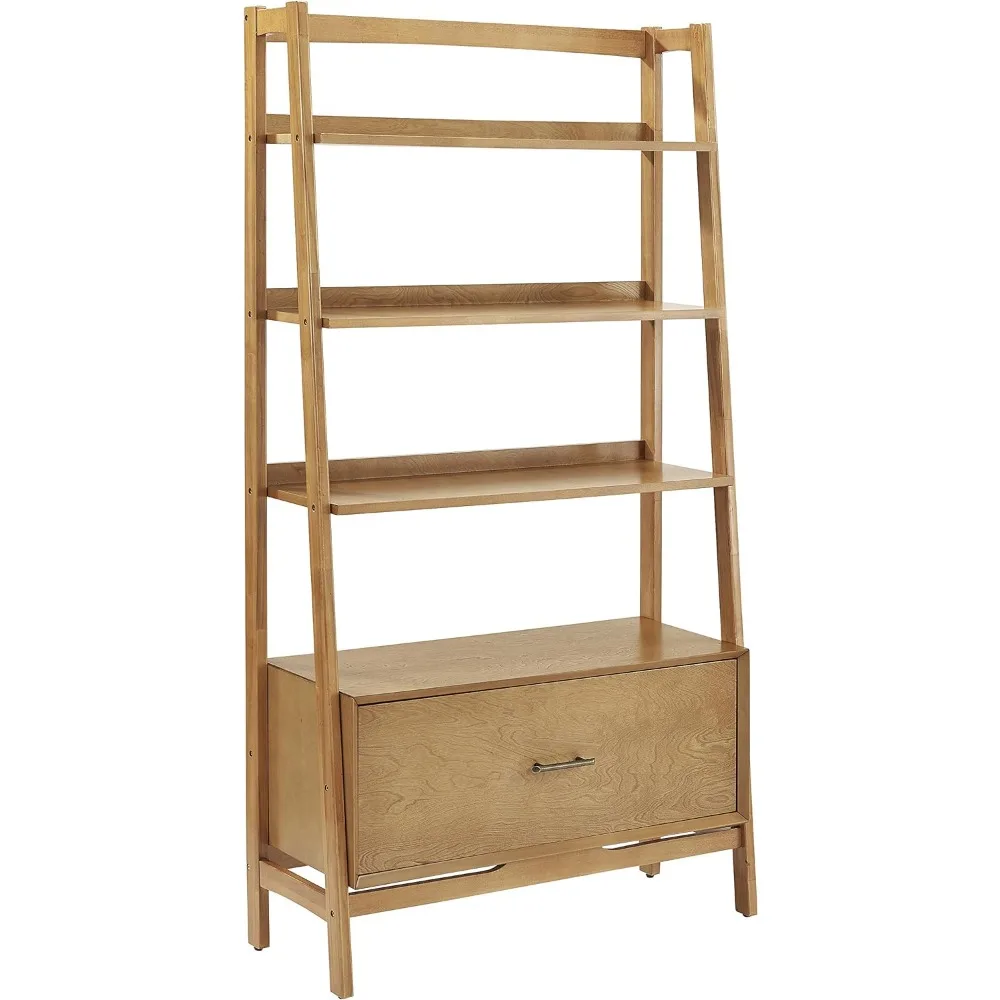 Bookshelf with four layers and one drawer，Landon Large Etagere Bookcase, Acorn