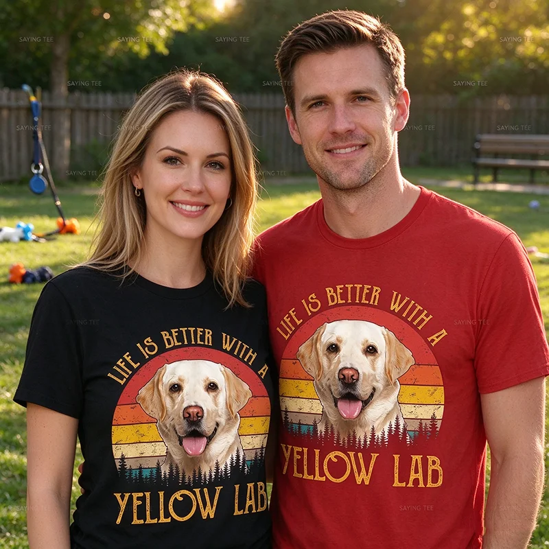 Life Is Better with A Yellow Lab Dog Labrador Retriever T Shirt Y2k Funny Golden Labrador Retriever Owner Life Style Tee Shirts