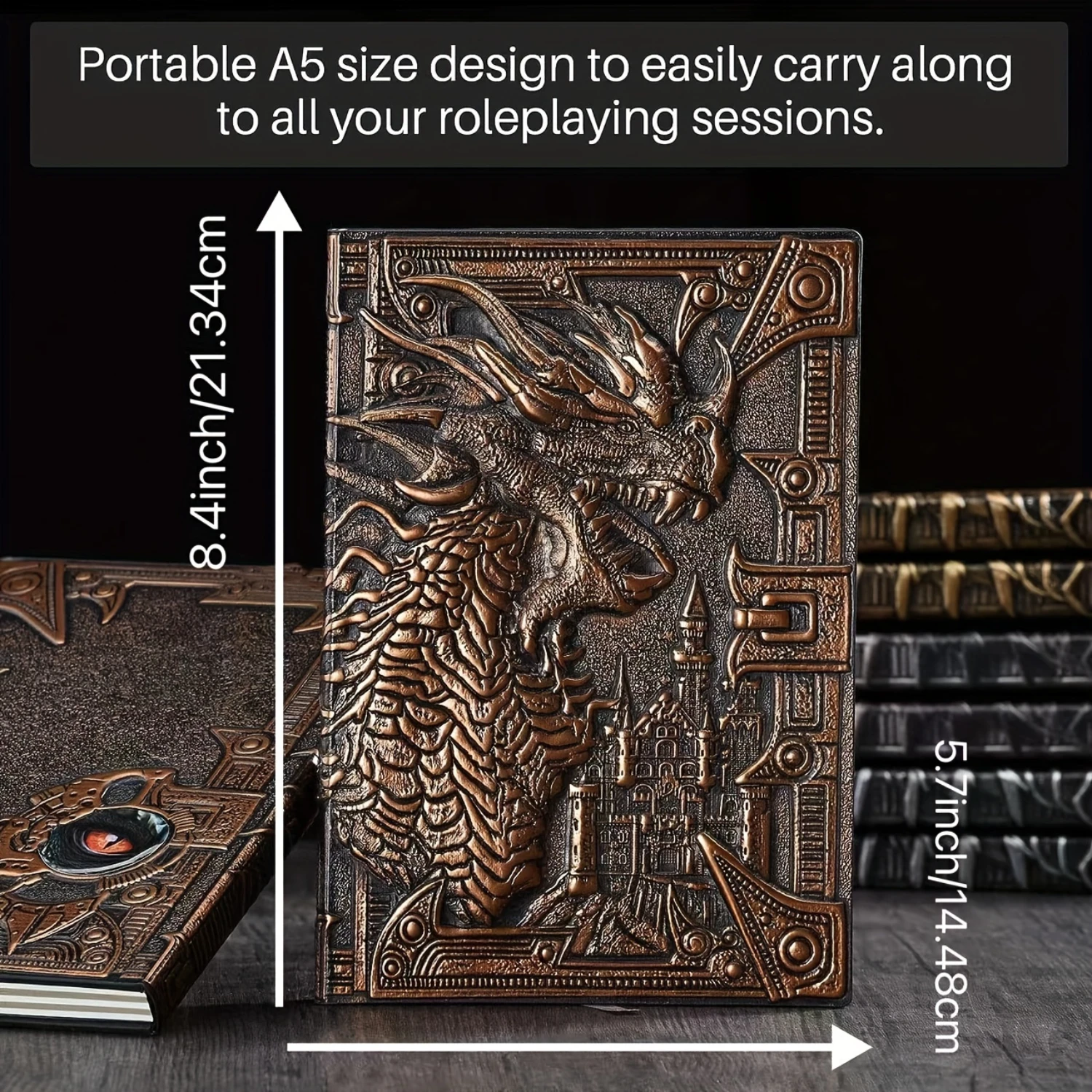 

Dragon Themed 2-Pack Travel Journals for Gamers & Fantasy Fans - Unique A5 Diary Planner - Durable Writing Notebooks Set - Ideal