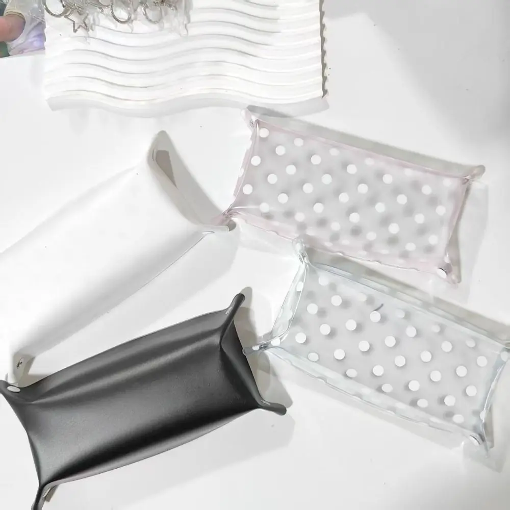 Simple Polka Dot Design Storage Tray Large Capacity Folding Desk Organizer Storage Box Office Study