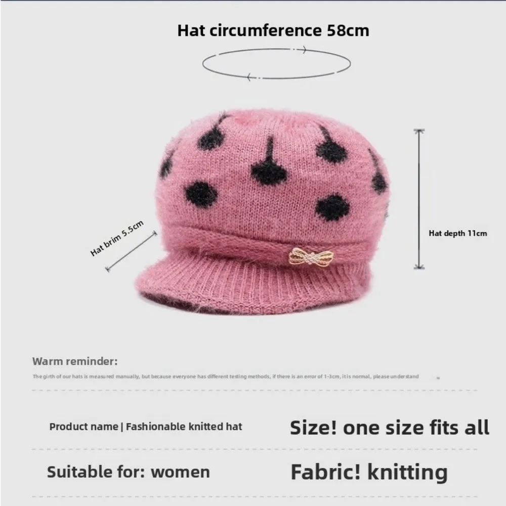 Women Thickened Knitted Beanie Hat Breathable Winter Warm Knitted Hat with Brim Woolen Hat For Ladies