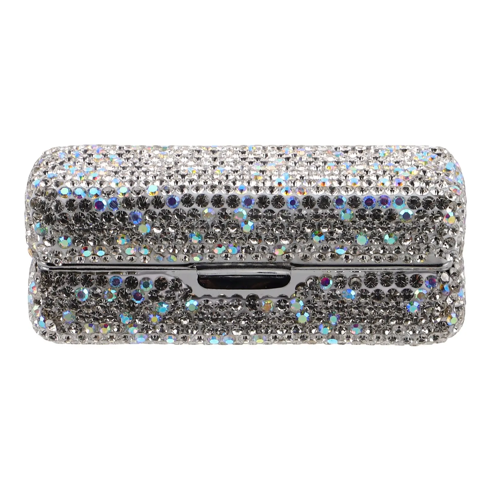   กล่องลิปสติกสําหรับกระเป๋า Full Diamond GLOSS ผู้ถือ Silver Vanity Bling ของขวัญ Travel