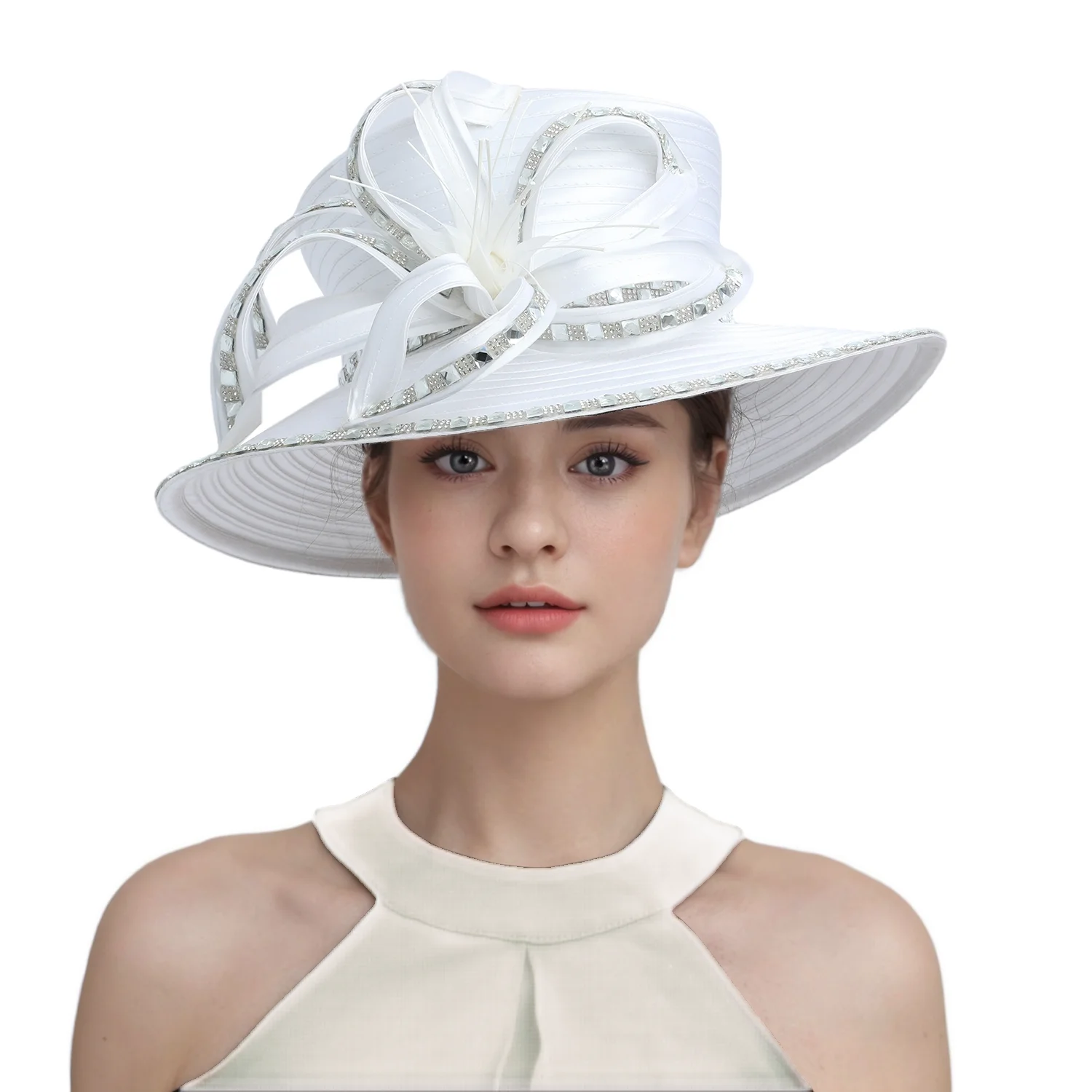 Perfect Most Popular Satin Cloth Church Hat Deluxe Unique Photography Wedding Hat Fancy Formal Flower Fascinator Top Hat Female