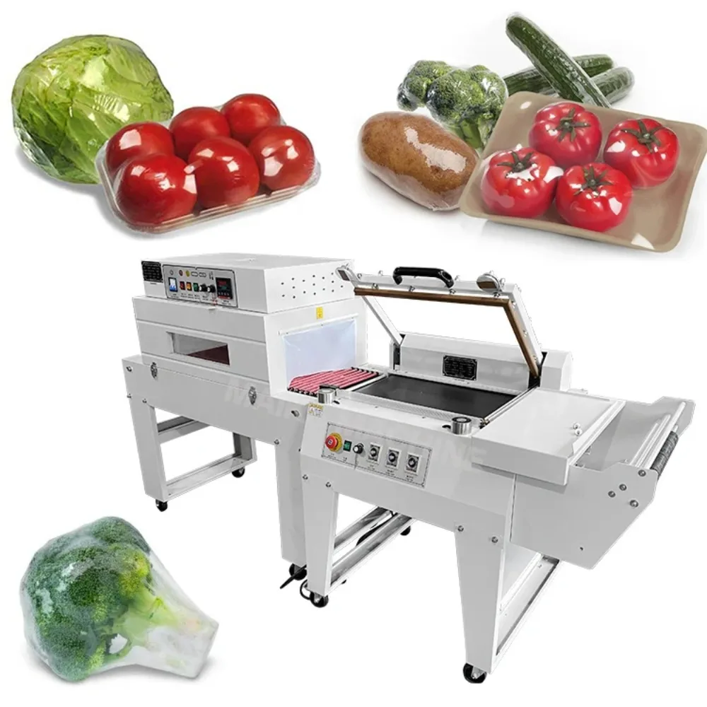 Semi-Automatic Membrane Film Cucumber  Vegetable and Fruit Wrapping PE Film Heat Tunnel Shrink Wrap Machine