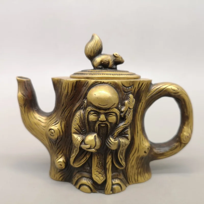 Brass-casted figurine birthday celebrant kettle, teapot, wine jug, home decoration craft gift, brassware ornaments