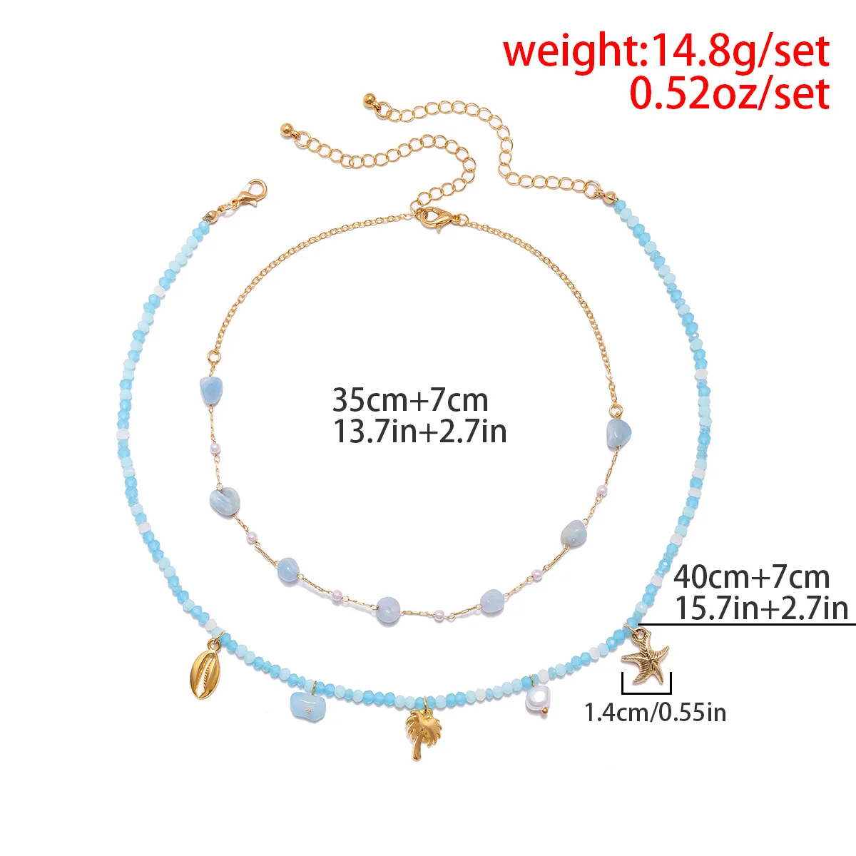 Boho Multi Layer Crystal Beads Short Clavicle Chain Choker Necklace For Women Fashion Geometric Metal Stars Pendant Jewelry