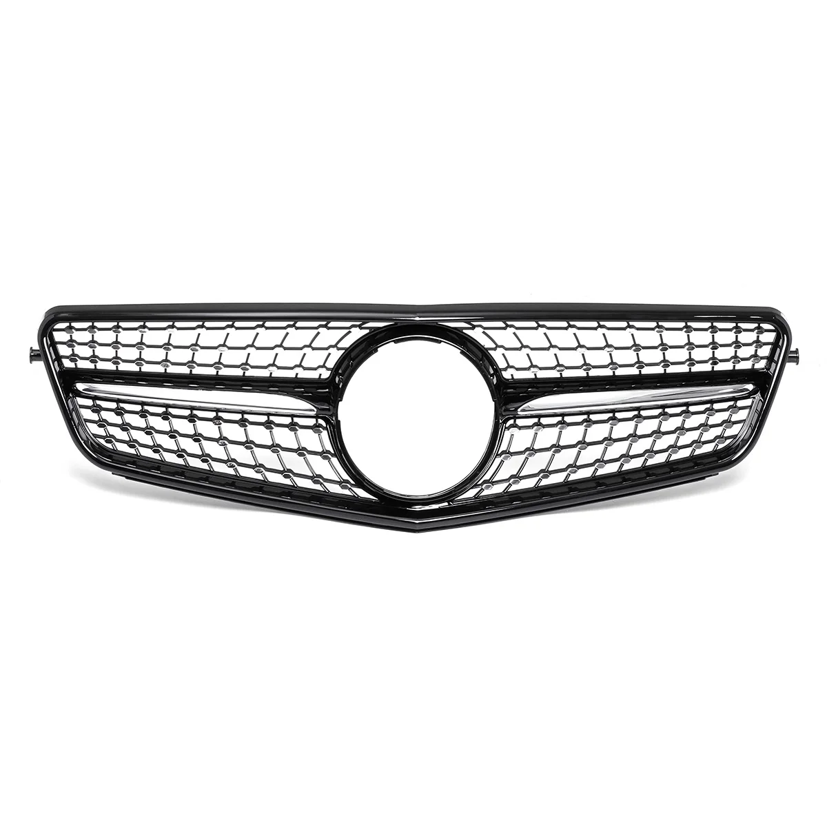 Black/Chrome W204 Diamond Style Grille Car Front Bumper Grille Grill For Mercedes For Benz C-Class W204 C180 C200 C300 2008-2014