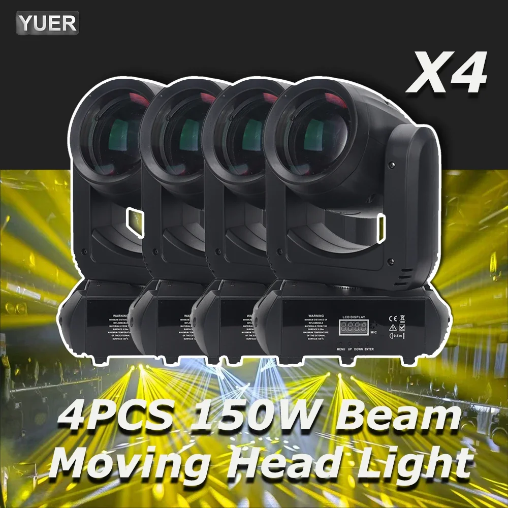 YUER 4 ชิ้น/ล็อต Mini 150W LED Moving Head Light Beam Spot 18 หมุนปริซึม Dj Dmx Stage Light Effect Disco Dj Bar งานแต่งงานคลับ