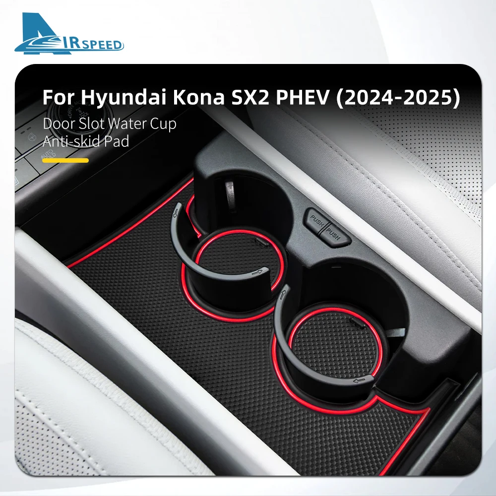 Anti-slip Slot Pad for Hyundai Kona SX2 Hybird PHEV 2024 2025 Car Door Groove Mat Auto Interior Trim Accessories