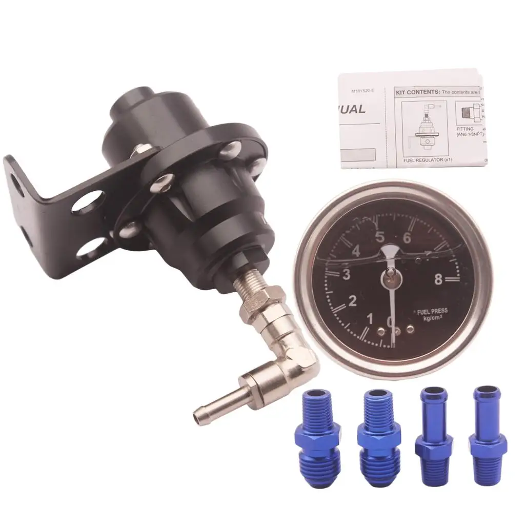 

Adjustable 1-160 Psi Fuel Pressure Regulator Kit with Liquid Black