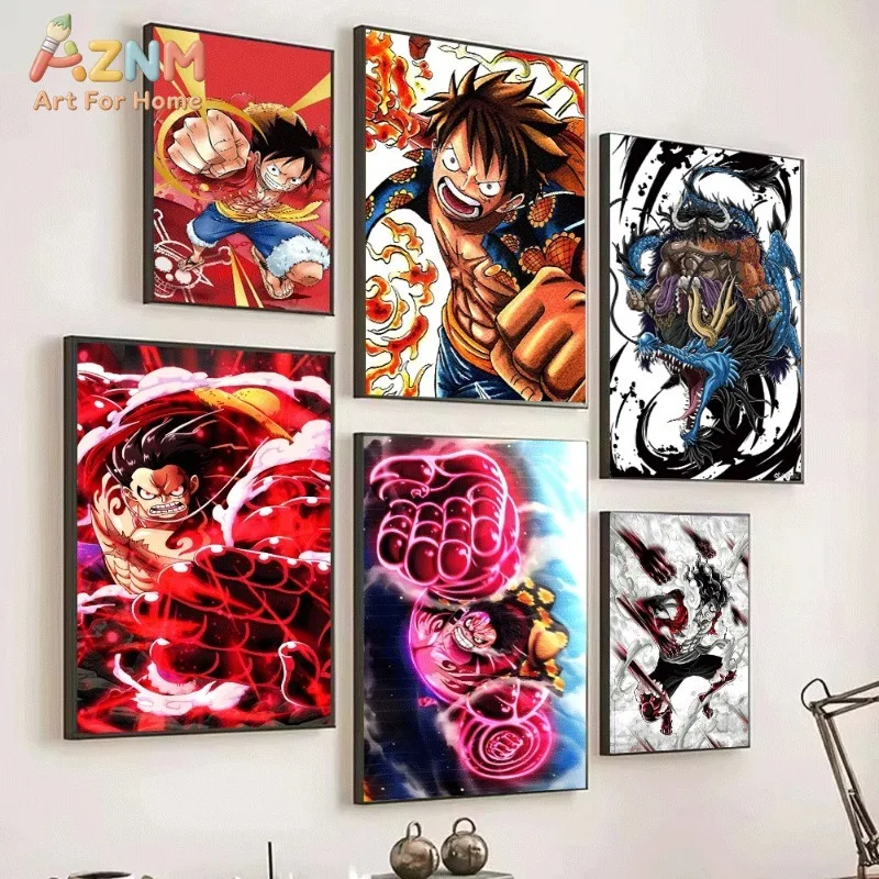 One Piece Luffy Gear Fourth Anime Canvas Wall Art Unframed Single Canvas Print Poster For Bedroom Living Room Home Wall Decor A