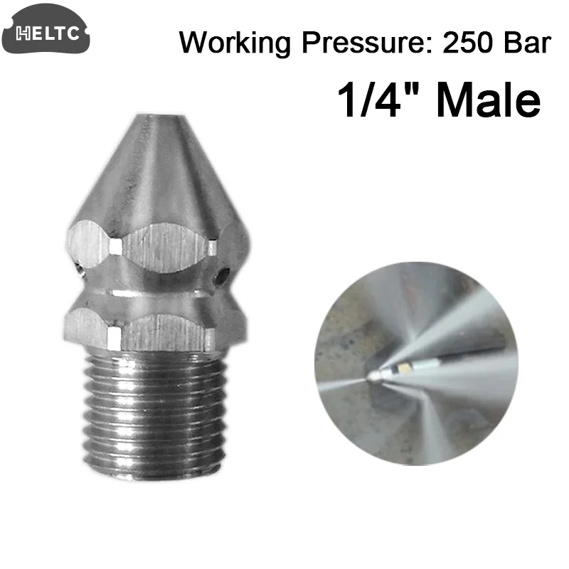 1/2/3PCS Silver Rear Hole Cleaning Nozzle, Pressure Washer, Drain Sewer, Pipe Spray Nozzle, Rotary Clearning Nozzle, 3/8 