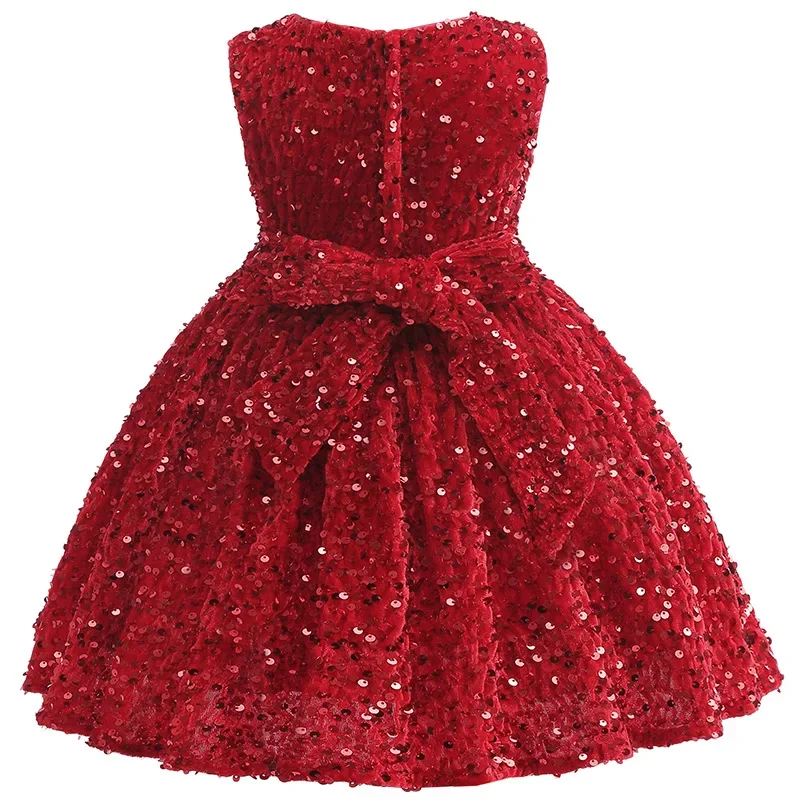 Christmas Baby Girls Dress Sequin Sleeveless Little Princess Dress Birthday Gift 1 2 3 4 5 6 Years New Year Kids Clothes