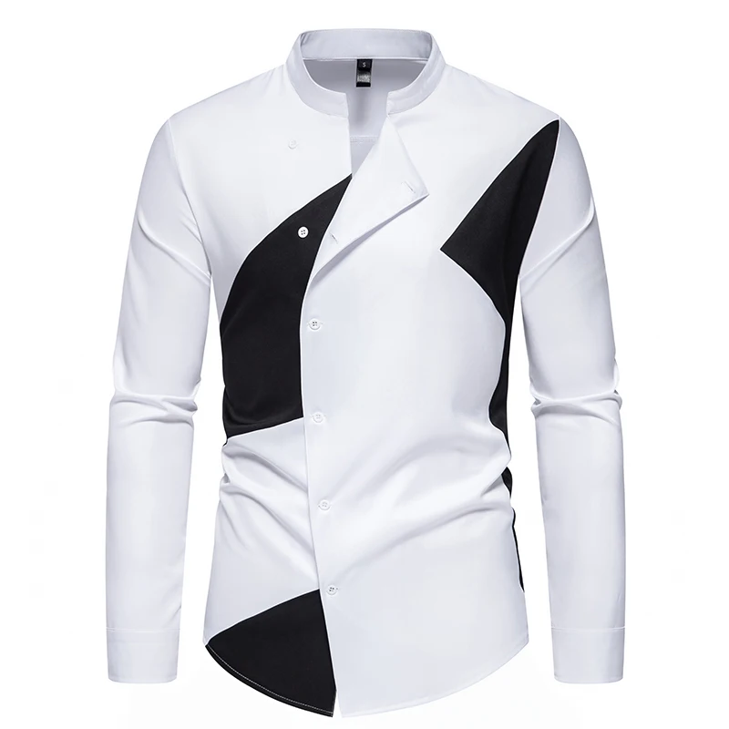 

New Men Shirt Long Sleeve Irregular Personality Shirts Luxury Party Palace Wedding Dancing Social Dress Shirt Male Tops