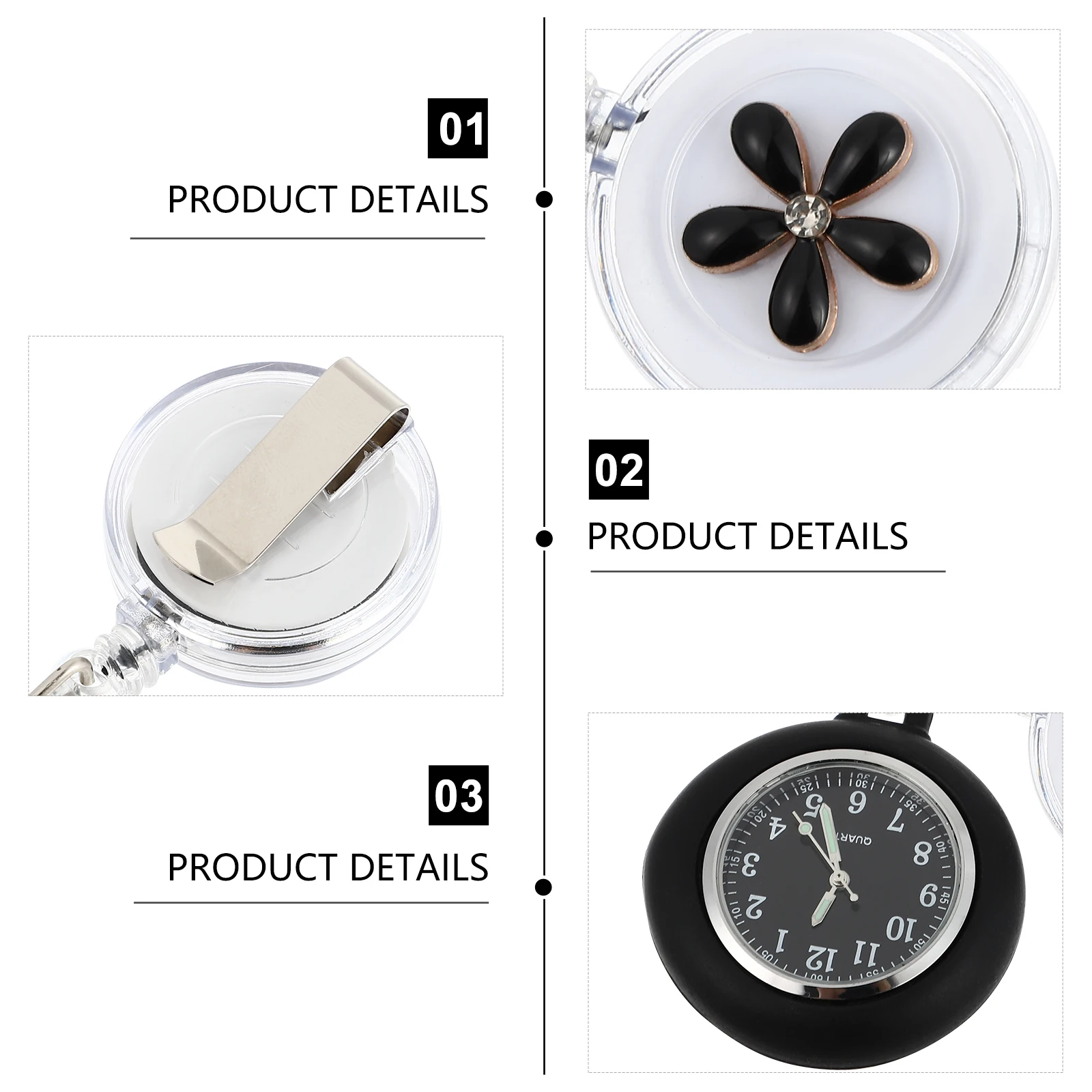

Retro Retractable Chest Pocket Watch For Girls Nurse Student Hanging Quartz Flower Pattern Classic Decorative Timepiece Perfect