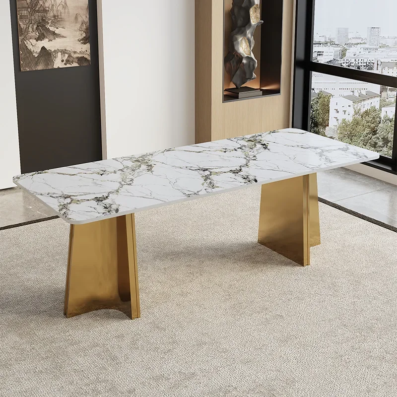 أرجل طاولة إيطالية فاخرة خفيفة، أرجل طاولة من الفولاذ المقاوم للصدأ، رخام أردواز #5