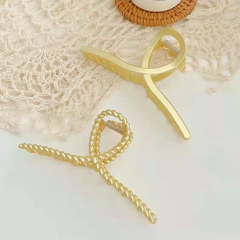 Vintage Gold Color Geometric Hair Clips Metal Hair Claw Cross Hairclip Headband Hairpin Hair Crab Women Hair Accessories Jewelry