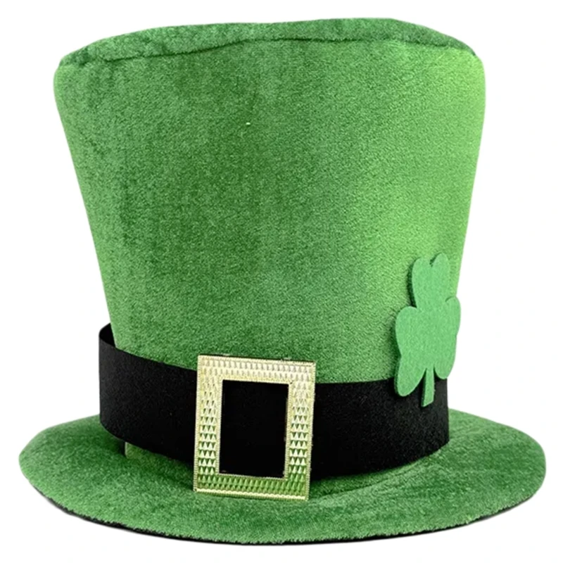 Shamrock Homburg Top Hat Irish Porkpie Hat Stylish Panama Hat Golden Buckles