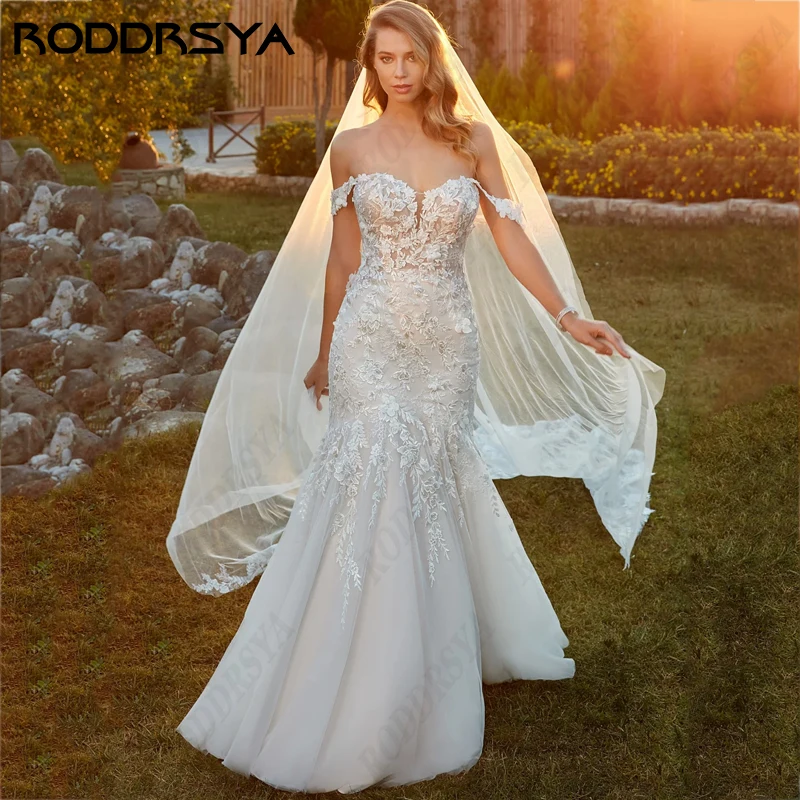 RODDRSYA Sweetheart Mermaid Wedding Dress For Women Romantic Tulle Vestido De Noiva Sereia Sleeveless Backless Bridal Party Gown