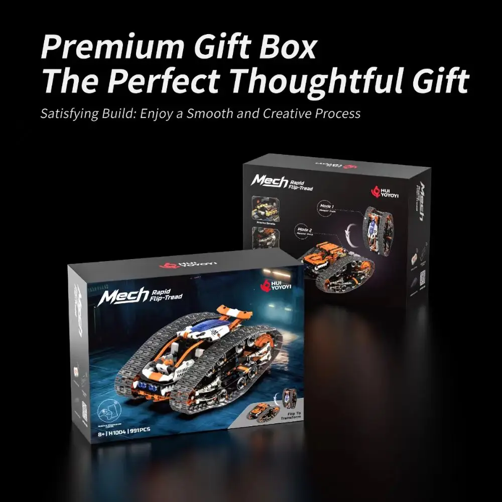 H1004 مجموعة ميكانيكية للتحكم عن بعد على الوجهين نموذج سيارة مجنزرة للذكور والإناث لعبة مكعبات البناء هدية #2