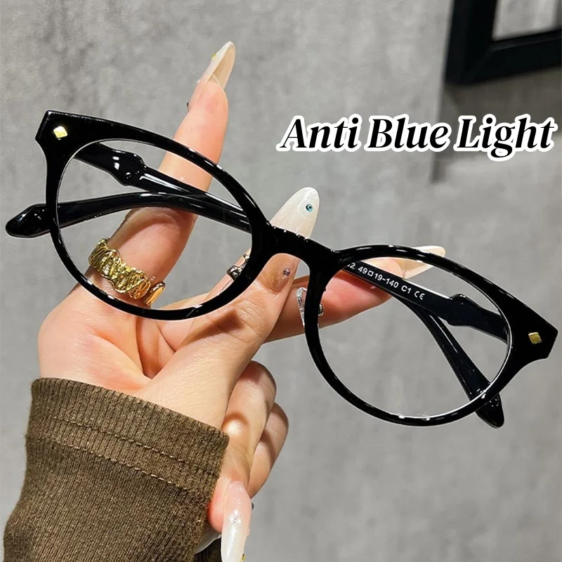 

Retro Japanese Style Light Blocking Glasses Women Fashion Decoration Oval Frame Optical Glasses Men's Fashion Ordinary Eyewear