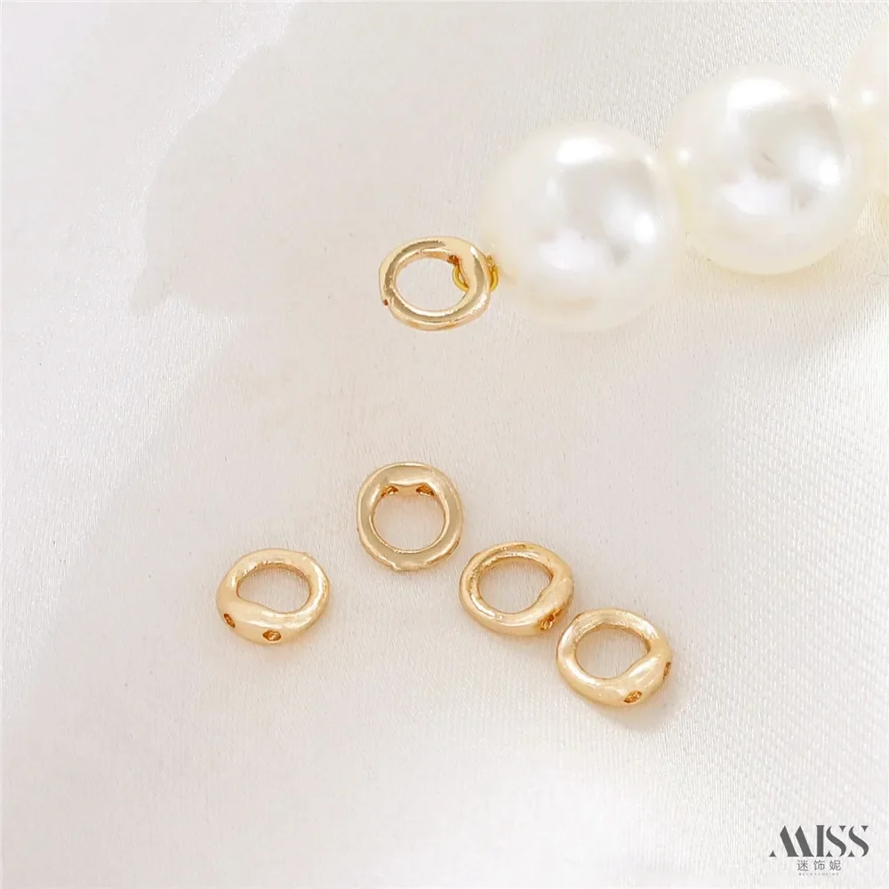 

14K Gold-plated Perforated Closure Loop DIY Pearl Bracelet Necklace String Double Hole Connection Buckle Accessory