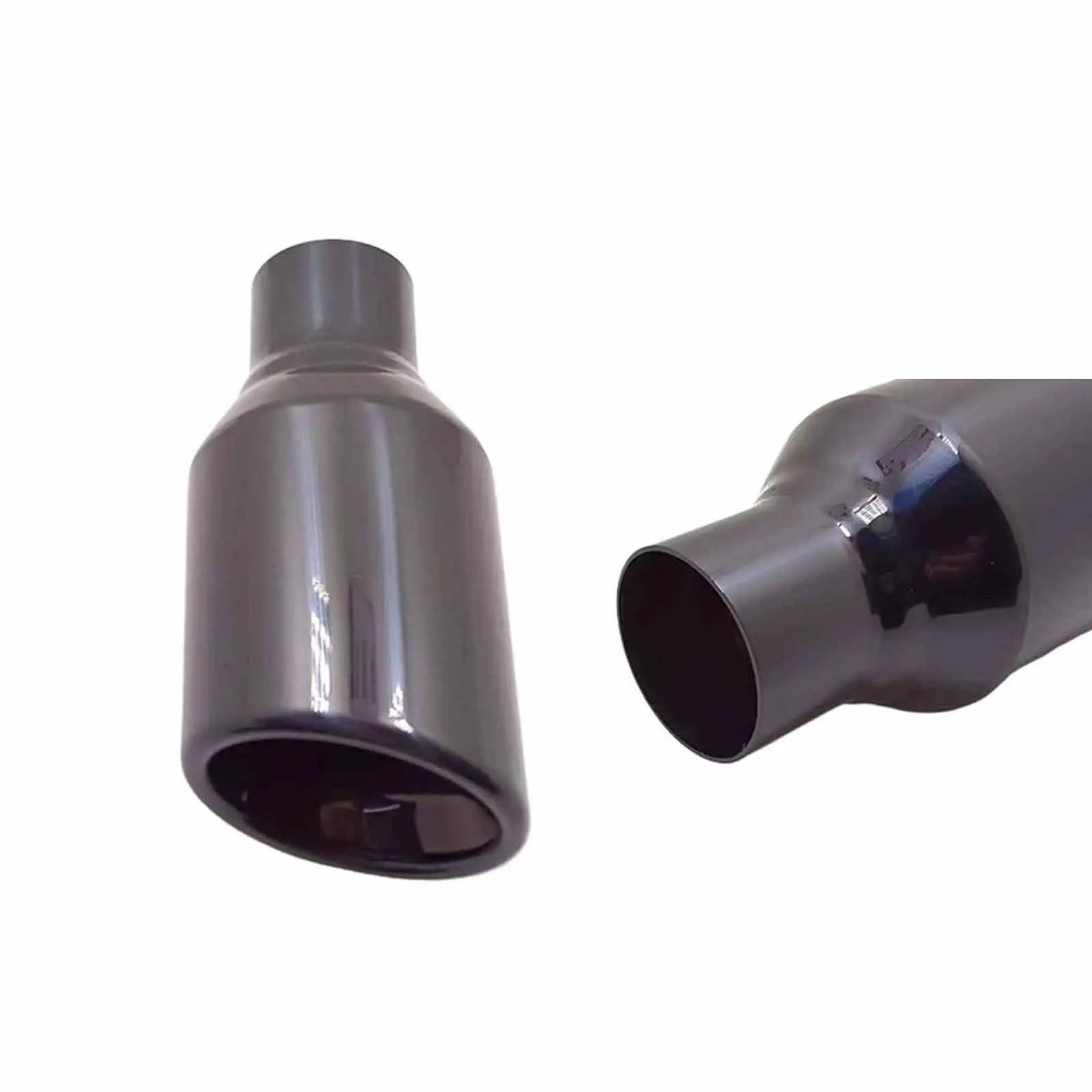 

1PC 51mm Inlet 76mm Outlet Universal Car Accessories Flat Stainless Steel Muffler Black Tip Slash Cut End Pipe