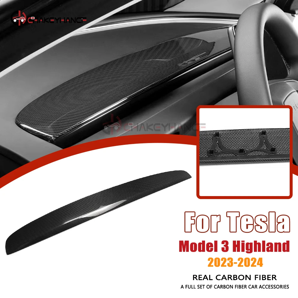

Сменная панель приборной панели автомобиля из настоящего углеродного волокна, аксессуары для салона автомобиля для Tesla Model 3 Highland 2024 года